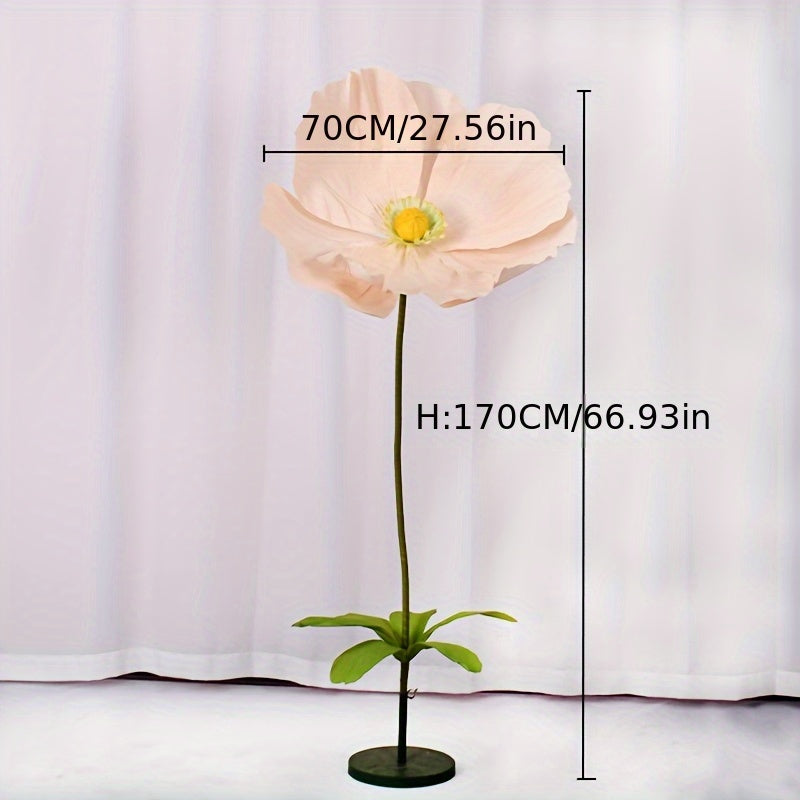 Super Large Poppy Artificial Paper Flowers 1pc – Oversized Handcrafted Paper Art Flower for Wedding Scene, Shop Window & Home Decor, Fake Floral Centerpiece Decoration