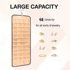 Double-Sided 48-Slot Jewelry Storage Bag Wall Mount – Large Capacity Necklace & Accessories Organizer, Perfect Gift for Women, Jewelry Tower for Small Items & Miscellaneous Storage