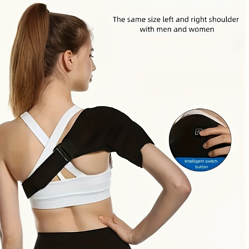 Heated Shoulder Massager with 3 Vibration & Heating Modes, Wireless USB Charging Multifunctional Shoulder Wrap Massager for Pain Relief Relaxation, Gift for Elderly Parents Friends