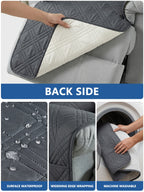 Quilted Recliner Cover with Side Pocket Anti-Slip Elastic Band Pet Furniture Protector – Easy to Install Sofa Recliner Slipcover for Living Room, All-Season Home Decor