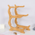 Stackable Tiered Fruit Plate with Wood-Look Design, 2 or 3 Tier Plastic Serving Tray Stand for Snacks, Bread & Fruit, Space-Saving Living Room Kitchen Countertop Organizer, Easy to Assemble