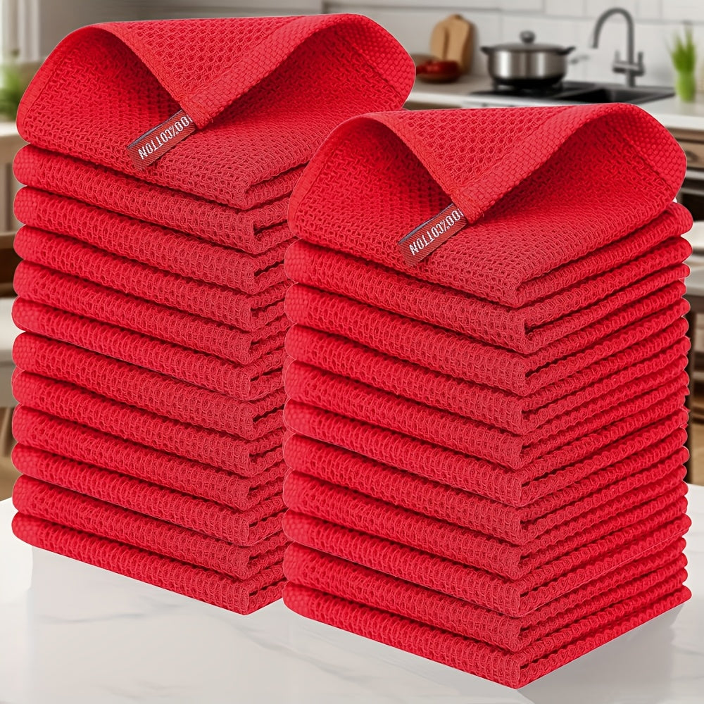 23-Piece Cotton Waffle Weave Kitchen Dish Cloths Set Absorbent Quick-Dry Dish Towels 12x12 Inch Multi-Color Options