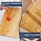 Bamboo Cutting Board Set with Storage Rack and Juice Groove - Kitchen Chopping Boards for Vegetables, Meat, Fruit, Bread & Cheese, Eco Friendly Bamboo Kitchen Board Gift