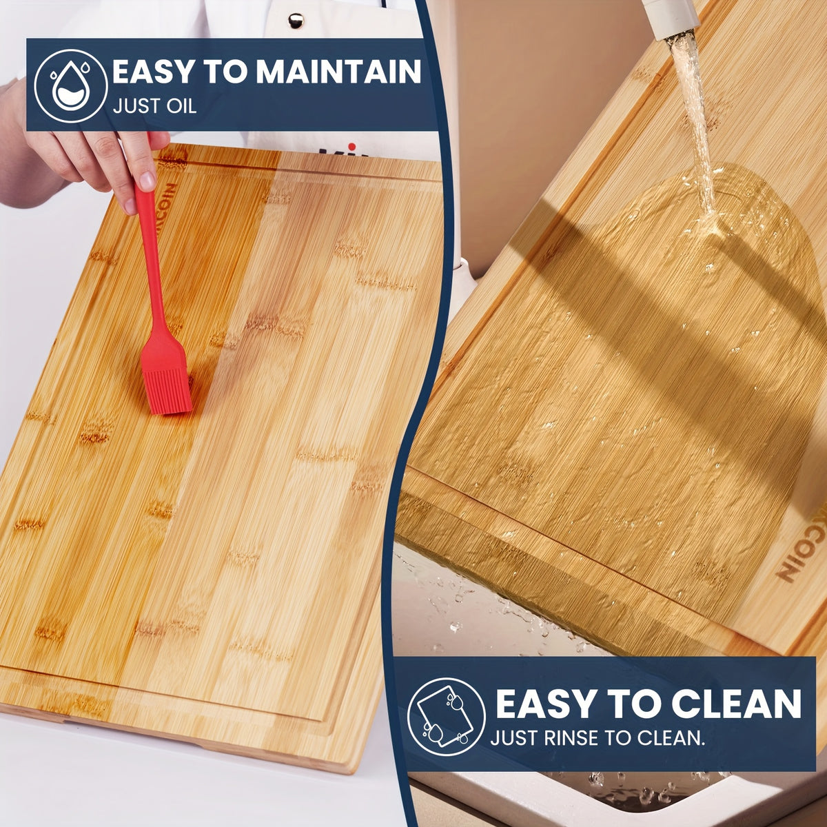 Bamboo Cutting Board Set with Storage Rack and Juice Groove - Kitchen Chopping Boards for Vegetables, Meat, Fruit, Bread & Cheese, Eco Friendly Bamboo Kitchen Board Gift
