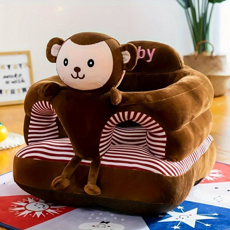 Kids Cartoon Sofa Chair Soft Thickened Toddler Seat – Cute Animal Design (Monkey, Elephant, Duck & More), Safe Learn-to-Sit Baby Chair, Portable Space-Saving Kids Furniture