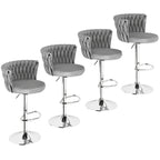 Bar Stools Set of 2 or 4 Adjustable Height Metal Leg Upholstered Counter Chairs for Kitchen Island Bar Living Room Dining Room – Glam Style