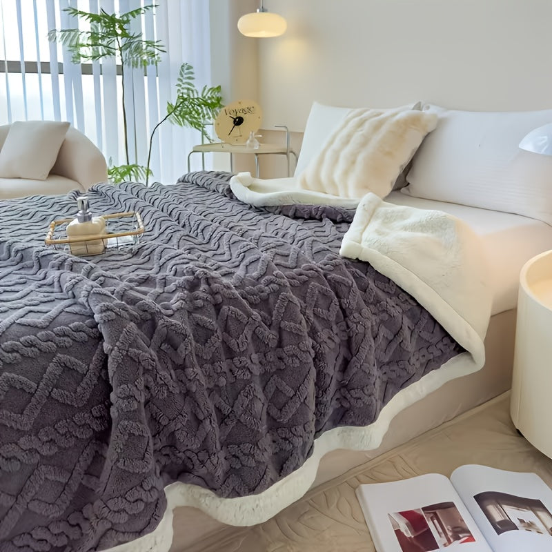 Heavyweight Plush Bedspread Ultra Soft Cozy Bed Cover Machine Washable Decorative Throw for Master Bedroom - 4 Sizes 5 Colors White Light Grey Light Blue Dark Gray Sea Blue