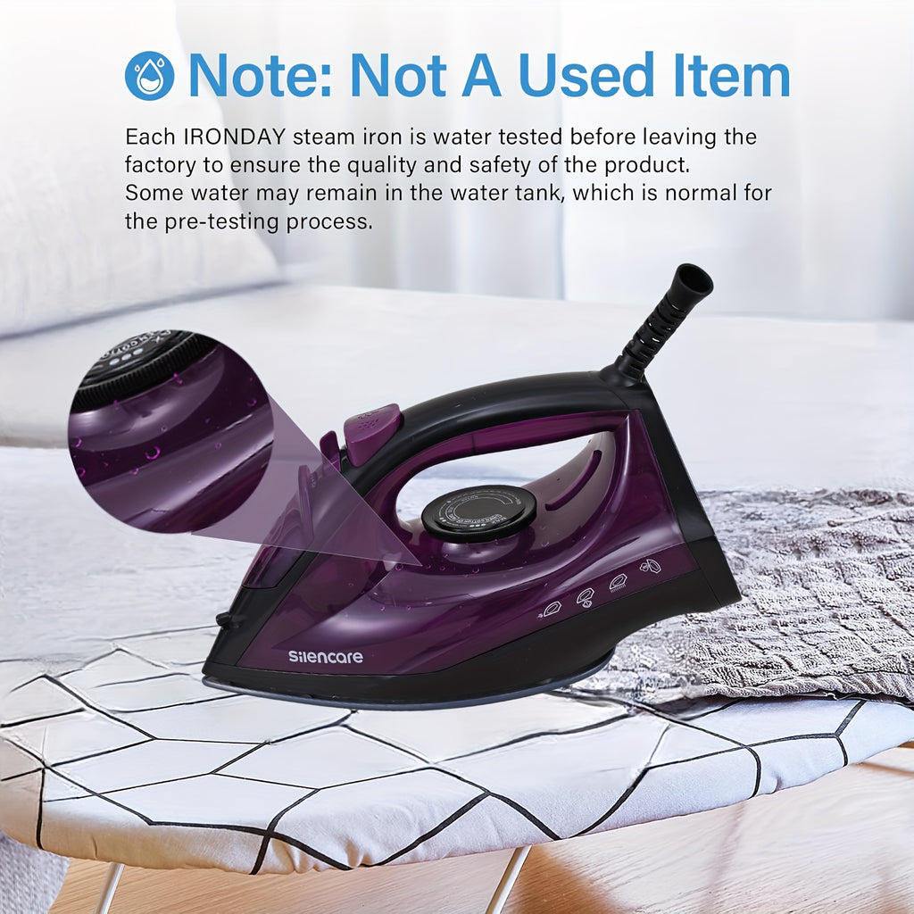 Handheld Clothes Steamer Non-Stick Soleplate – High-Pressure Anti-Calc, Adjustable Temp for Dry & Wet Clothes, Fast Heating Compact Steamer for Travel, Home & Office | Deep Purple