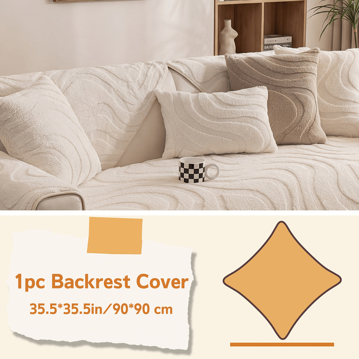 Velvet Sofa Cover Non-Slip Washable Plush Couch Slipcover Pet Friendly Thick Padded Furniture Protector 1 2 3 4 5 Seat Living Room Bedroom