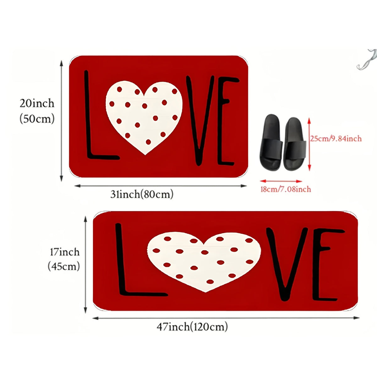 Heart-Shaped Welcome Door Mat Non-Slip Rubber Sole Entrance Bathroom Kitchen Bedroom Floor Mat Mothers Day Fathers Day Wedding Gift