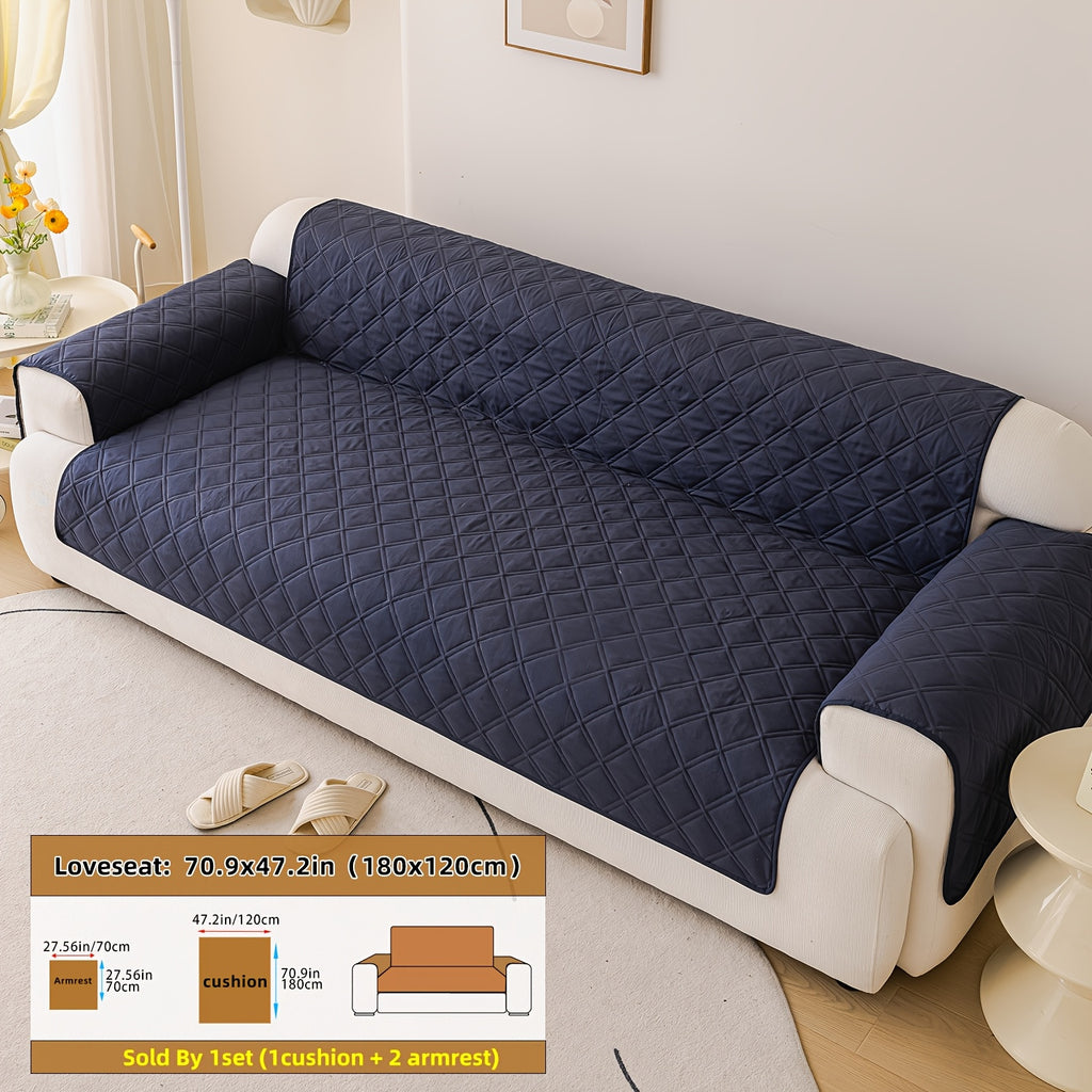 Soundwave Embossed Sofa Cover Set 3-Piece with Armrests – Pet Friendly Anti-Slip Furniture Protector, Durable Sofa Set Decoration Cover in Various Colors & Sizes