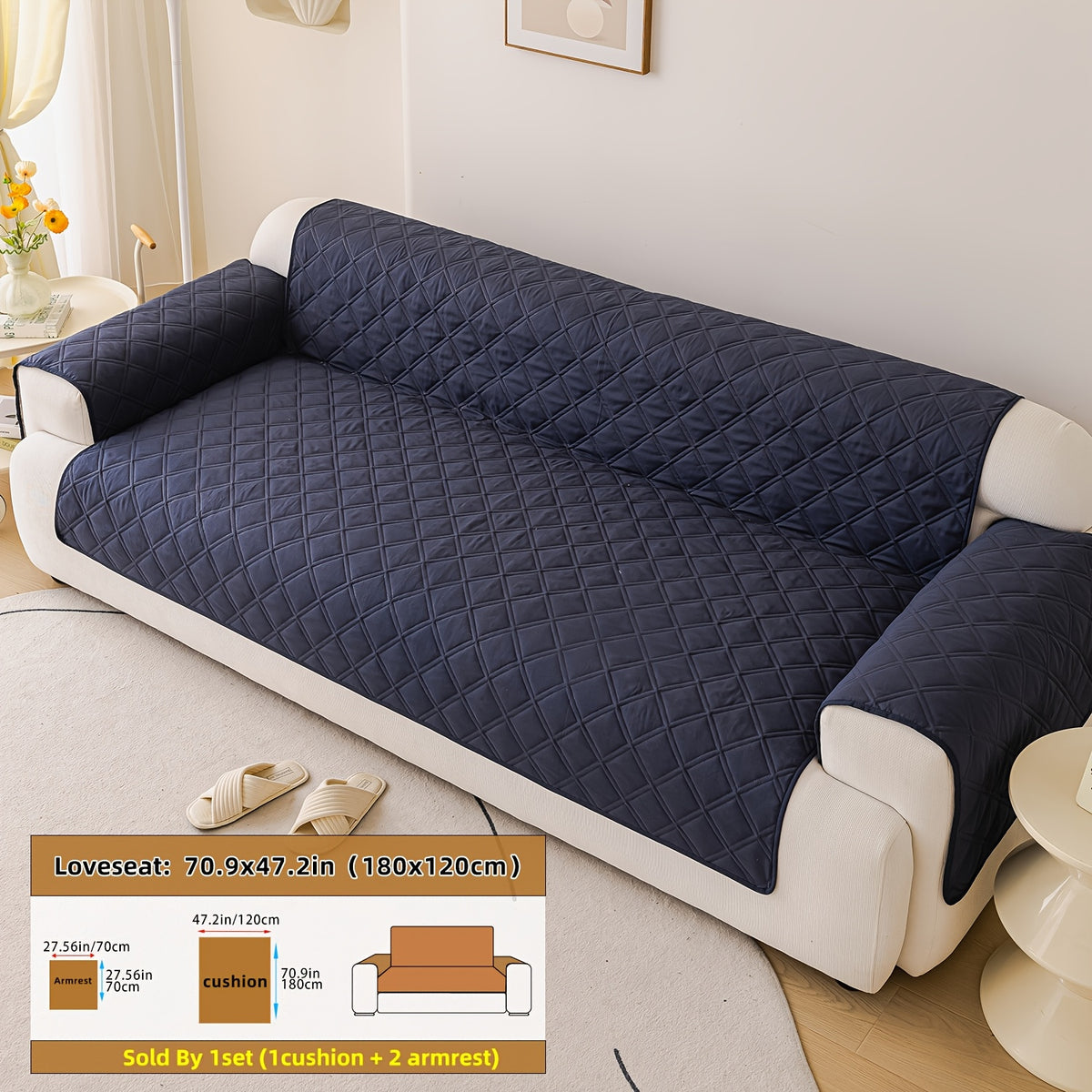 Soundwave Embossed Sofa Cover Set 3-Piece with Armrests – Pet Friendly Anti-Slip Furniture Protector, Durable Sofa Set Decoration Cover in Various Colors & Sizes