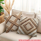 Boho Throw Pillow Cases Set of 4 Geometric Striped Diamond Pattern Decorative Cushion Covers 18x18 Inch for Farmhouse Living Room Bedroom Couch Sofa