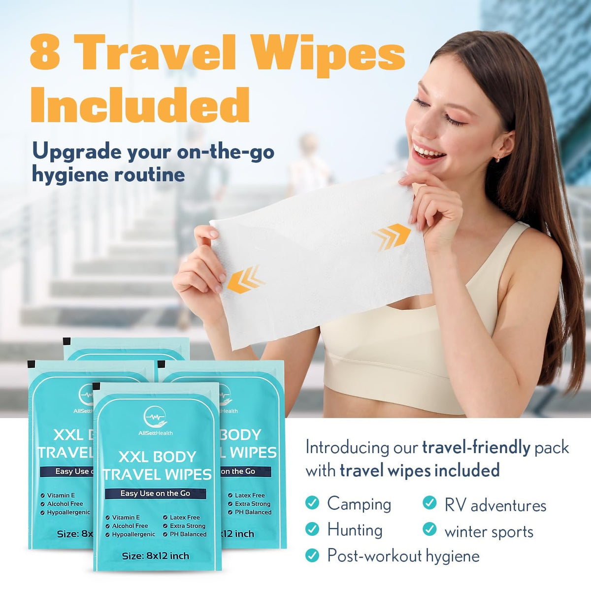 Body Wipes for Adults XL 8x12 Rinse-Free Bathing Wipes 400 Count with Aloe Vera - No-Rinse Disposable Washcloths for Seniors Gym Travel Camping & Caregiving
