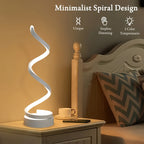 Modern Spiral Touch Table Lamp with USB-C Charging Port 3-Way Dimmable - Minimalist Bedside Lamp for Bedroom Living Room Desk - LED Bulb Included, Black & White, Single & 2-Pack