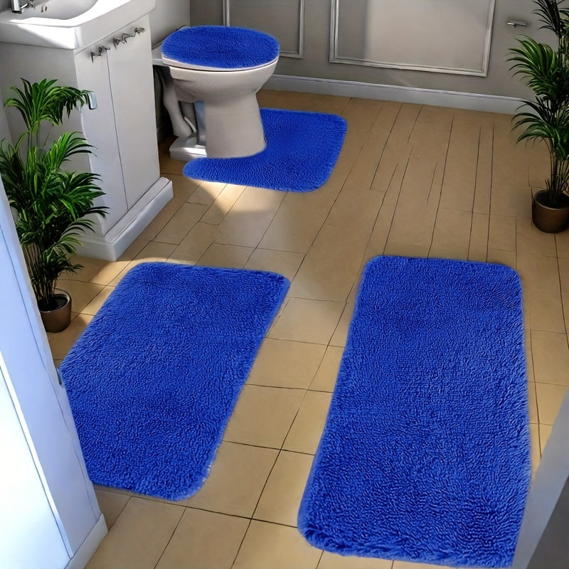 Plush Bath Rugs Set 1-6 Pieces, Multi-Color Microfiber Non-Slip Bathroom Mats – Soft Water Absorbent Thick Machine Washable Toilet Mats for Bathroom, Tub & Shower