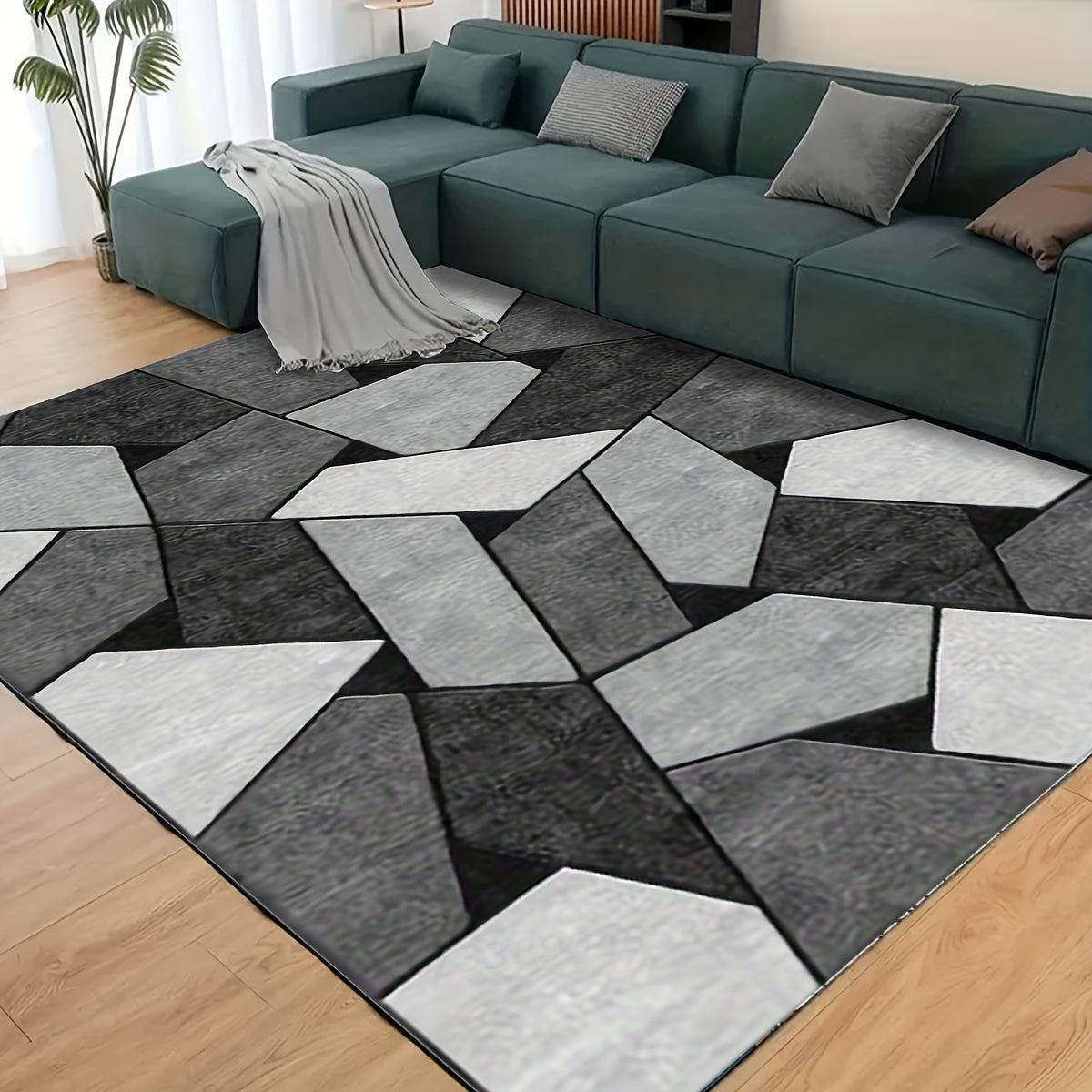 Soft Area Rug Grey White – Modern Low Pile Carpet for Bedroom Living Room, Non-Slip Backing, Machine Washable, 3x5 4x6 5x7 ft