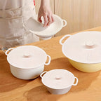 Silicone Lids Set of 3 S+M+L Suction Seal Reusable Bowl Plate Cup Covers for Fridge & Food Storage – Eco-Friendly Kitchen Stretch Lids