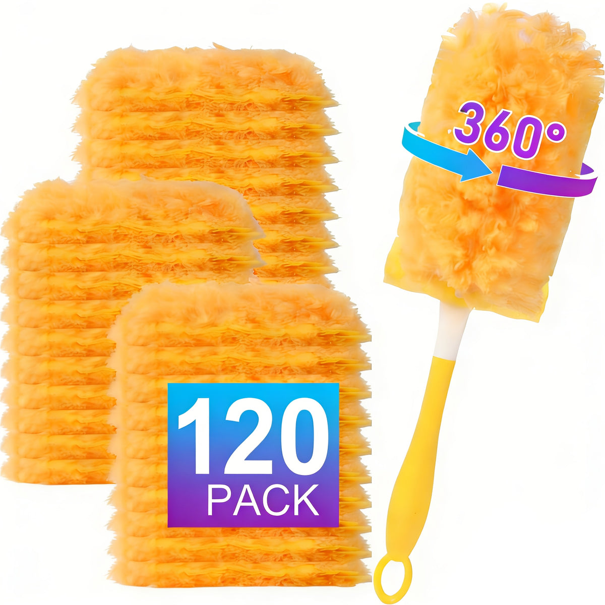 Duster Refills 120/59-Count Compatible with Swiffer Duster 360° Electrostatic Disposable Replacement Heads for Ceiling Fans Blinds Furniture Multi-Surface Unscented Home Cleaning