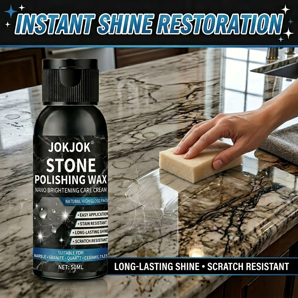 Floor Polishing Wax Paste for Marble Granite Quartz Ceramic Tile | Nano Brightening High Gloss Finish, Scratch Repair & Stain Protection, Long-Lasting Stone Care Polish for Home Floors