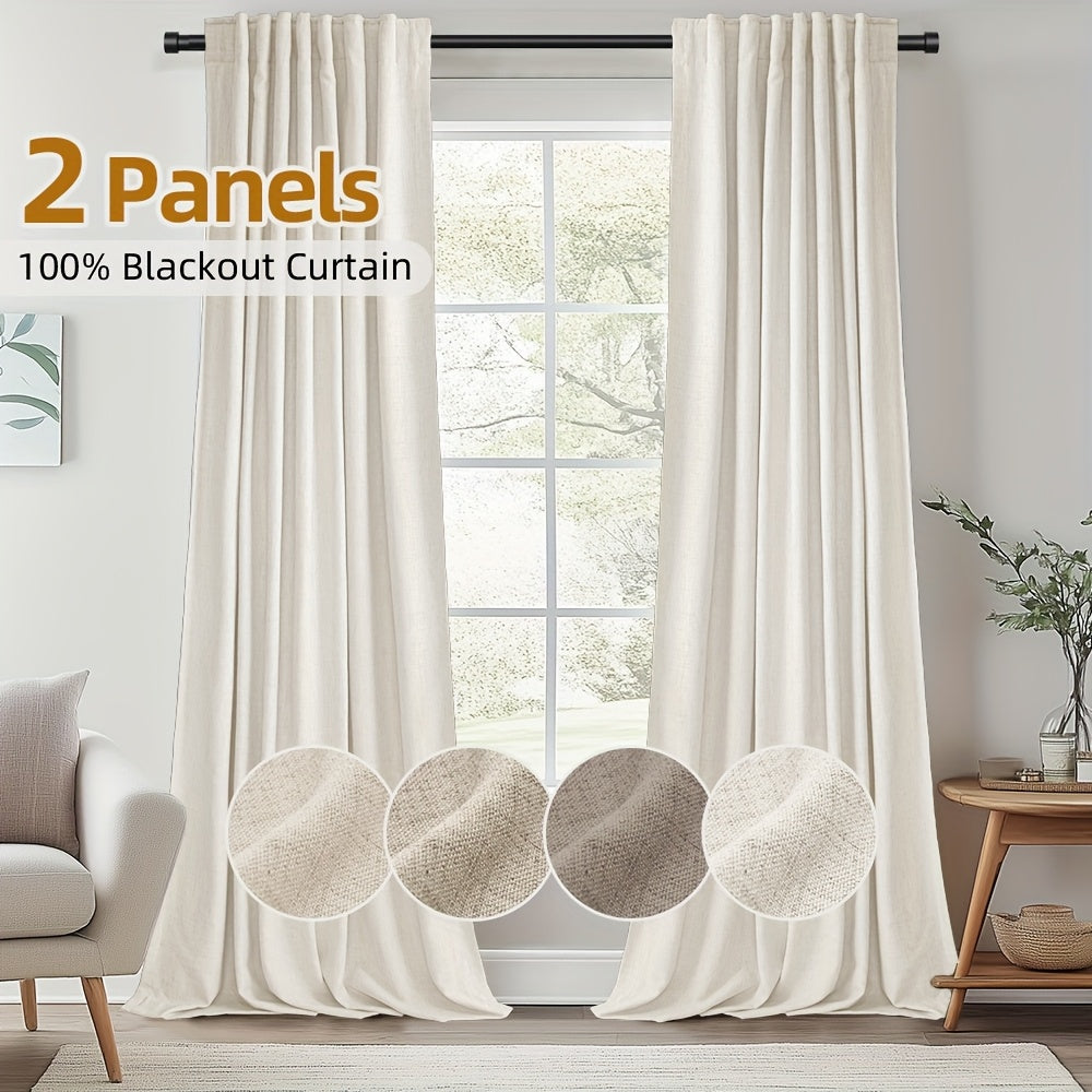 Back Tab Blackout Curtains 2 or 4 Panels – 100% Light Blocking Thermal Insulated Window Drapes for Living Room, Bedroom & Office, 50"W Multiple Lengths, 9 Colors