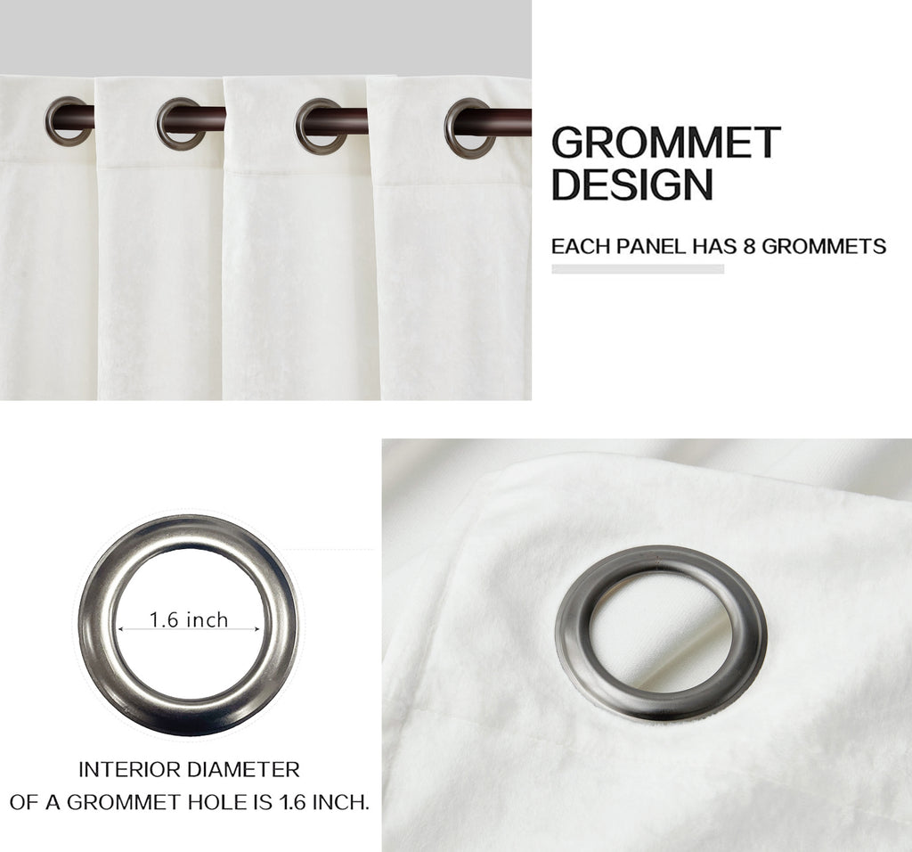 Luxury Distressed Crushed Velvet Curtains - 4-Piece Set (2 Panels + 2 Tiebacks), Grommet Top, Room Darkening | 10 Colors, 3 Sizes
