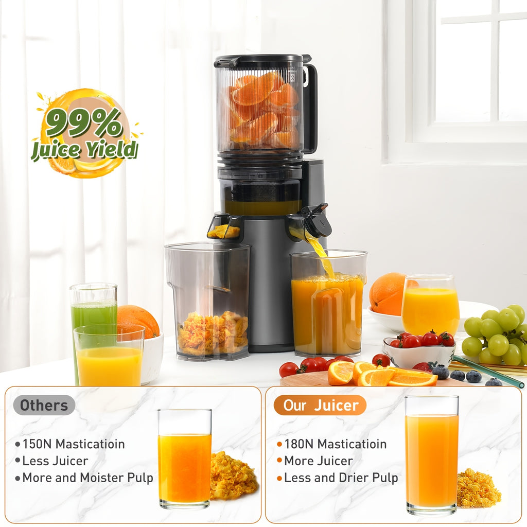 Cold Press Juicer 2-in-1 Masticating Slow Juicer 45oz Large Capacity, 350W with Extra-Large Feed Chute, 50 RPM Nutrient-Preserving Technology – Easy Clean Juicer for Vegetables & Fruits, Black & Pink