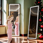 Smart LED Touch Sensor Full-Length Mirror with Adjustable Brightness – Wall-Mount & Freestanding Slim Modern Frame for Vanity, Bedroom & Dressing Room Lighting