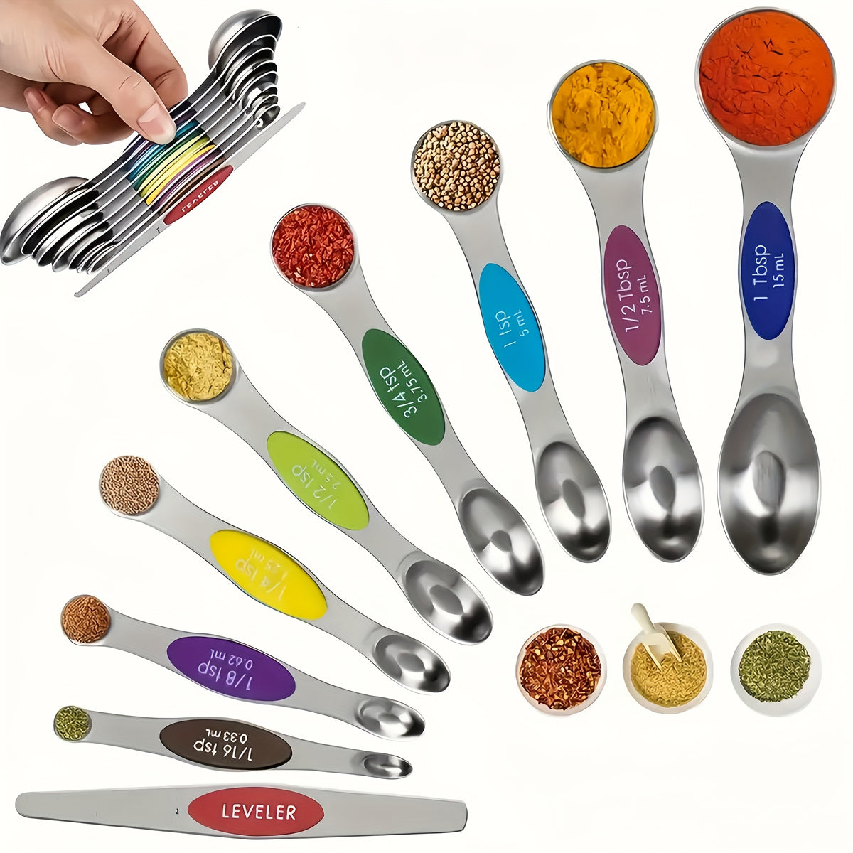 Measuring Cups & Spoons Set | Dry & Liquid | Choose 8-Piece Cups, 9-Piece Spoons, or 17-Piece Complete Set