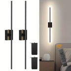 Wireless LED Wall Lights with Remote Control, 2 Pack Dimmable 3000K–6000K Battery Powered, No Wiring Needed, Contemporary Picture Lighting for Bedroom Hallway Living Room – Black & Gold Options