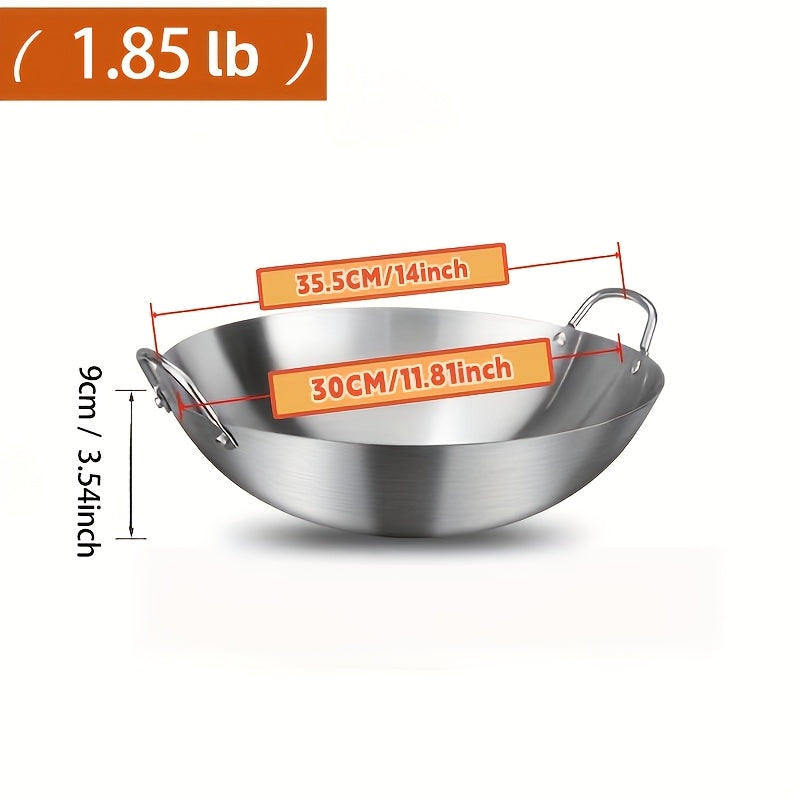 Heavy-Duty Stainless Steel Wok – Non-Stick Stir-Fry Pan with Ergonomic Handle | Gas, Induction & Electric Compatible | Multiple Sizes | Easy to Clean