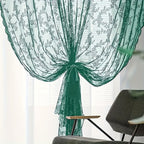 Vintage Lace Door Curtain with Wave Edge – Semi-Sheer Floral Embroidered Rod Pocket Panel for Home, Hallway & Outdoor | White, Black & Green