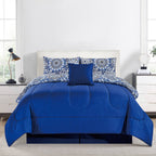 5-Piece Comforter Set – Reversible Quilted Down Alternative Bedding Set with Pillow Shams, Bed Skirt & Cushion | All Season | Twin, Queen, King