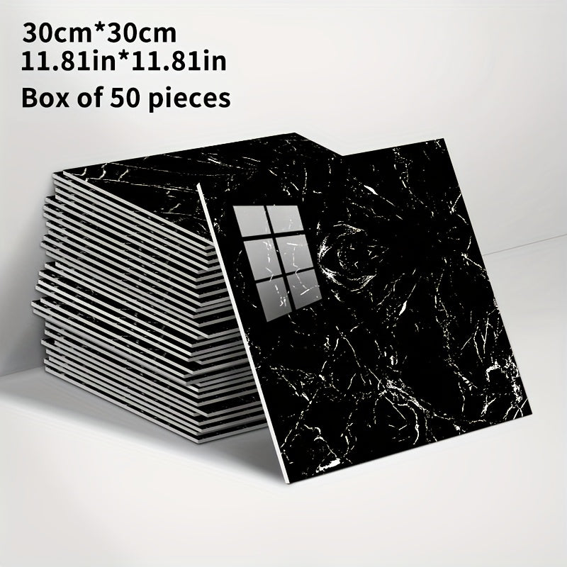 3D Marble Peel and Stick Wall Tiles 20/50pcs, Self-Adhesive Foam Wall Panels & Wall Stickers for Bathroom, Kitchen, Living Room & Bedroom Renovation, Easy to Cut & Clean, Grey Marble, Not Real Tile