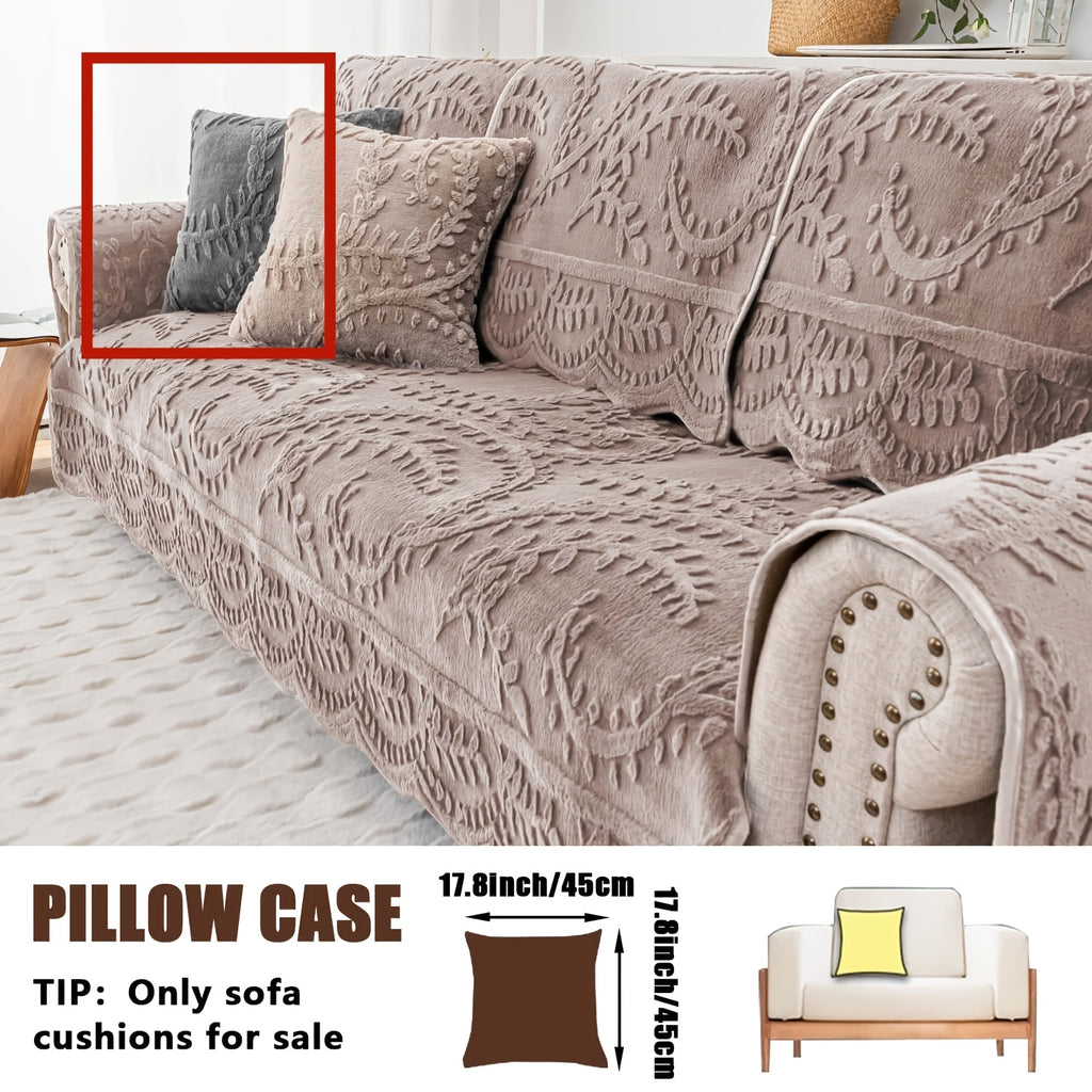 Plush Sofa Cover Faux Rabbit Fur Non-Slip, Thickened Quilted Sofa Cushion Cover Machine Washable, Warm Breathable Pet-Friendly Couch Pad for Living Room, Bedroom & Office