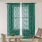 Boho Floral Lace Curtain Panels Set of 2 – Semi-Sheer Light Filtering, Rod Pocket, Pastoral Vintage Style for Bedroom Living Room Kitchen, 6 Sizes 4 Colors
