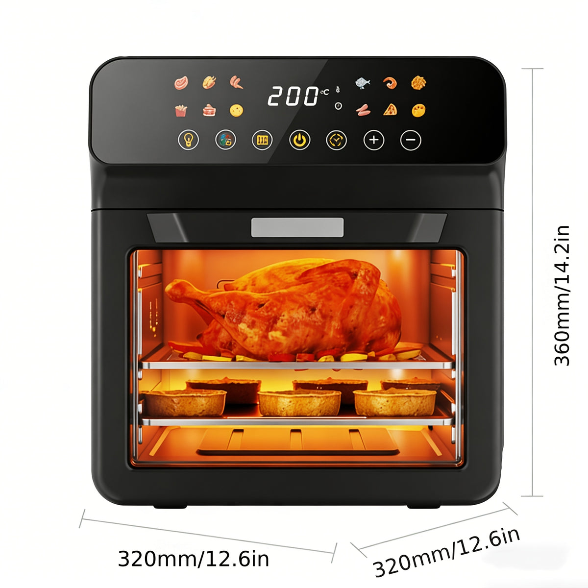 Large Capacity Air Fryer 6QT & 12QT with Visual Window Smart Auto-Cook Anti-Scald Handle for Chicken Fish and More