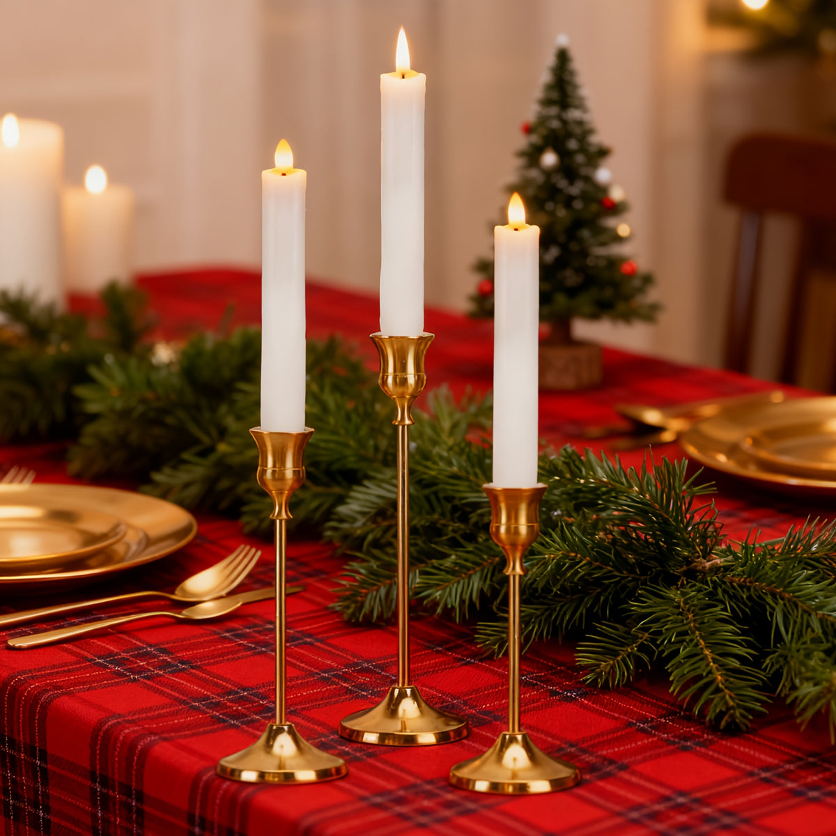 Metal Taper Candle Holders Set Elegant Detachable Base for Wedding Centerpiece Candlelit Dinner Table Decor Home Accent Copper and Black Set of 6 12 36