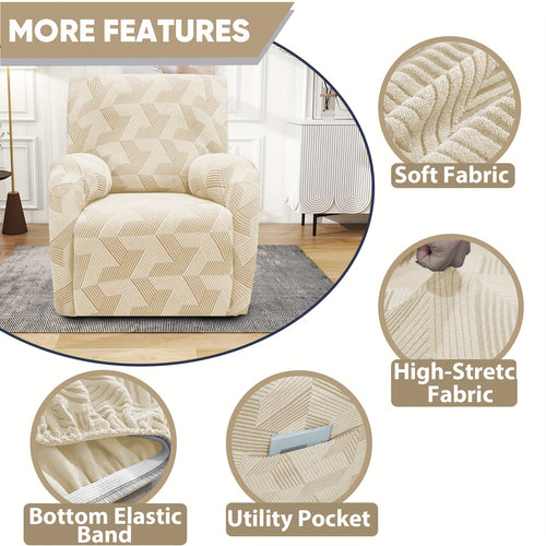 1 Seat Sofa Slipcover Stretch Recliner Cover Elastic Armchair Slipcover Washable Spandex Couch Cover with Pocket for Living Room Office Home - 5 Colors Dark Gray Beige Coffee Green Navy Blue