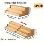 Bamboo 3-Tier Ladder Spice Rack & Kitchen Cabinet Organizer – Expandable Countertop Shelf for Spice Jars, Bottles & Pantry Storage – Space-Saving Kitchen Display Stand