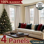 100% Blackout Faux Linen Curtains 4 Panels - Thermal Insulated Drapes with Clip Rings or Rod Pocket, Extra Wide 50" Panels for Bedroom Living Room, 10 Colors 4 Lengths