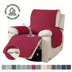 Recliner Chair Cover Waterproof Non-Slip, Oversized Recliner Slipcover with Side Pocket & Elastic Straps, Washable Furniture Protector for Dogs & Pets, Warm Cozy Chair Cover, 1 Piece
