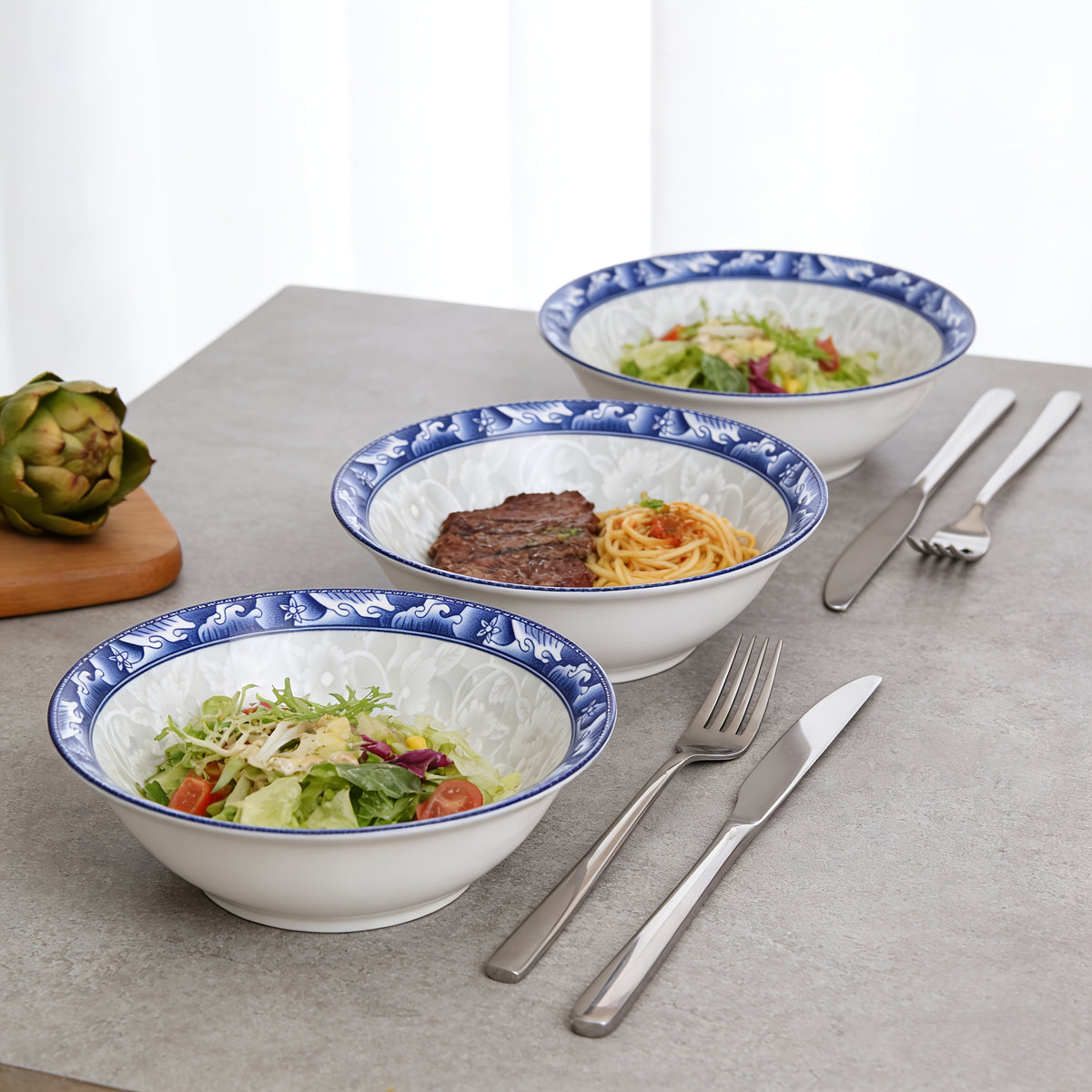 Set of 6 Slim Ceramic Bowls 6 Inch Microwave Safe Soup Noodle Meal Prep Serving Bowls for Home Kitchen