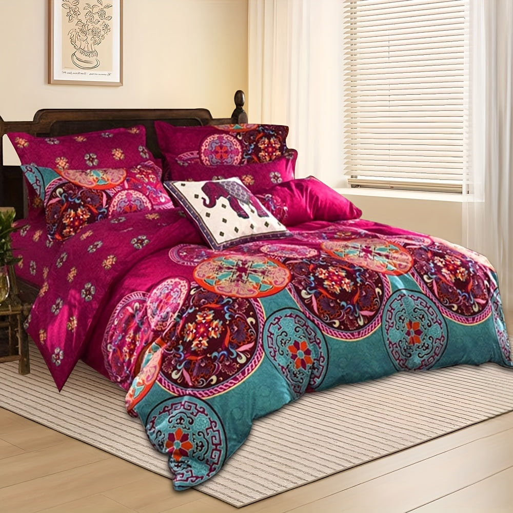 Bohemian Print Quilt Set 2/3pcs - Soft Microfiber Lightweight All-Season Bedding for Double Bed Large and Extra Large Perfect Gift for Valentine's Day Wedding and Girls