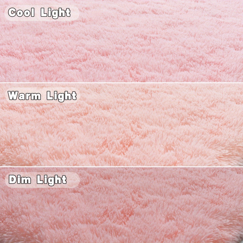 Pink Soft Shaggy Area Rug for Living Room & Bedroom - Fluffy Non-Slip Thickened Carpet for Bedroom, Dormitory & Home Decor, Moisture Resistant Easy Clean in 4x6, 5x8, 6x9, 8x10 Ft