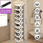 Stackable Shoe Rack Organizer 6 or 9 Tier – Plastic Vertical Shoe Shelf for Entryway, Hallway, Bedroom & Closet, Holds 6–9 Pairs, Easy Assembly, Black or White