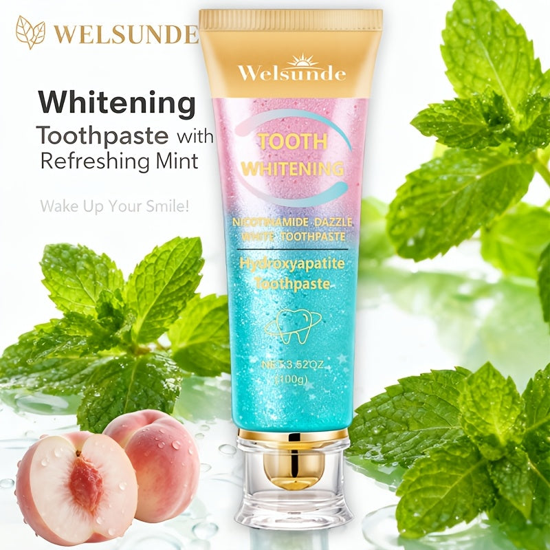 Niacinamide Toothpaste Mint Peach Flavor 3.52oz - Deep Cleaning Whitening Toothpaste Freshens Breath Natural Oral Care Daily Dental Hygiene