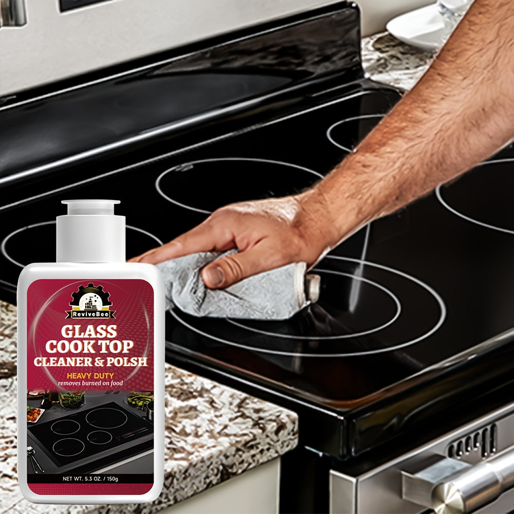 Cooktop Cleaning Paste – Removes Grease, Oil Stains & Burnt-On Food from Stove Tops, Burners & Glass Cooktops – Hydrogen Peroxide Easy Scrub Kitchen Cleaner Gel, Unscented