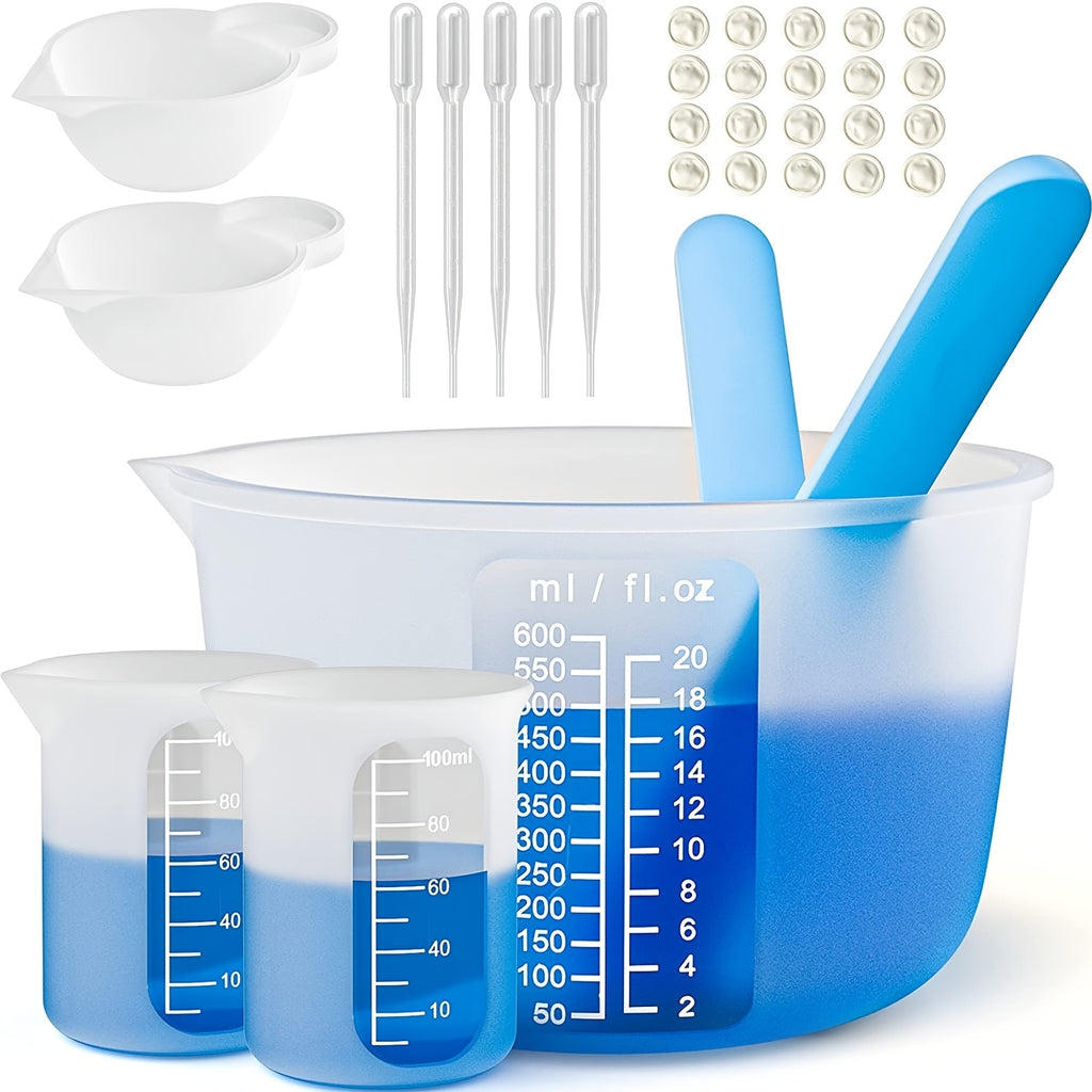 Silicone Resin Measuring Cup Kit for DIY Epoxy Resin Art, Slime Making & Candle Crafting – Non-Stick Food-Grade Silicone with Precise Measurement Markings