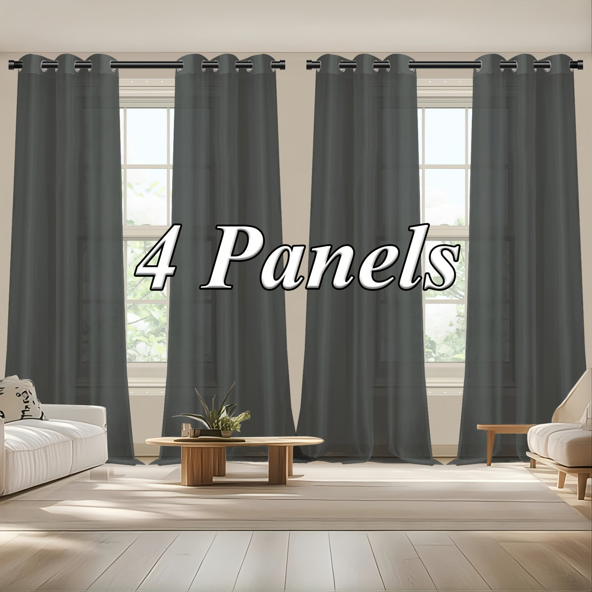 Sheer Curtains Semi Transparent Panels with Top Loop Pleated Header for Bedroom Living Room – Set of 2 or 4, 70-80G Lightweight Fabric, Multiple Sizes & Colors